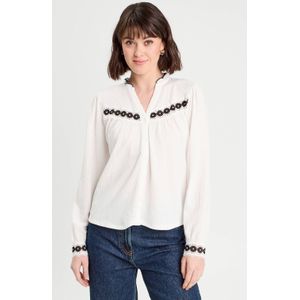 Cache Cache - Blouse - Ecru - Polyester - Rechte Mouwen - Ronde Hals