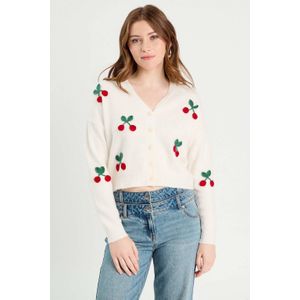 Cache Cache - Vest - Ecru - Dames - Knoopsluiting - V-hals - Gebreid