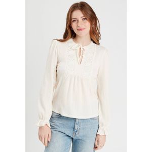 Cache Cache - Top - Ecru - Lange Mouwen - Ronde Hals