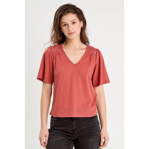 Cache Cache - Top - Gehaakt - Polyester - Dames - V-hals - Korte Mouwen