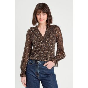 Cache Cache - Blouse - Zwart - Lange Mouwen - V-hals met Knoopsluiting