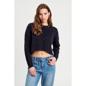 Cache Cache - Cropped Trui - Marine - Gebreide Truien