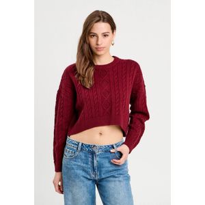 Cache Cache - Cropped Trui - Donkerrood - Met Kabels