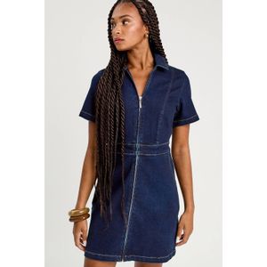 Cache Cache - Spijkerjurk - Dark Blue Denim - Korte Mouwen - Mini Lengte