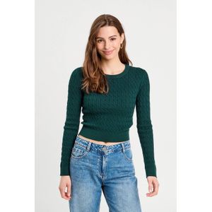Cache Cache - Gebreide Trui - Donkergroen - Met Kabels
