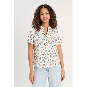 Cache Cache - Blouse - Wit - Korte Mouwen - Knoopsluiting