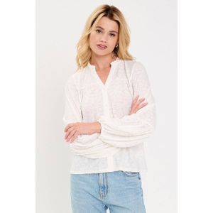 Cache Cache - Blouse - Ecru - Polyester - Knoopsluiting - Ballonmouwen