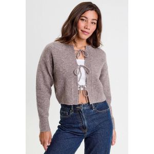 Cache Cache - Wollen Gebreid Vest - Taupe