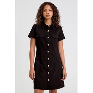 Cache Cache - Jurk - Zwart - Korte Lengte - Knoopsluiting - Klassieke Kraag