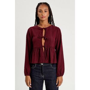 Cache Cache - Top - Donkerrood - Ronde Hals - Lange Mouwen - Polyester