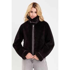 Cache Cache - Faux Fur Jas - Zwart - Dames - Met Col en Lange Mouwen