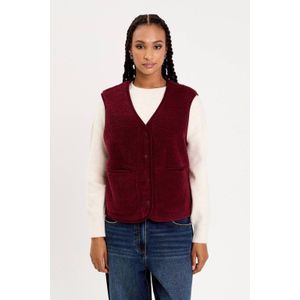 Cache Cache - Gilet - Donkerrood - Mouwloos - V-hals - Knoopsluiting