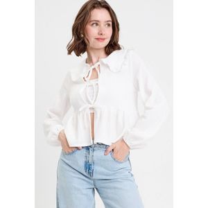 Cache Cache - Top - Ecru - Lange Mouwen - Peter Pan-kraag