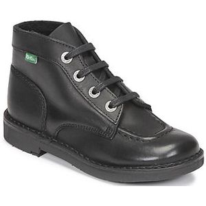 Kickers - Kick Col - Enkellaarsjes - Zwart - Leer