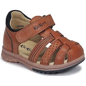 Kickers Platiback sandalen voor jongens, Bruin Camel 114