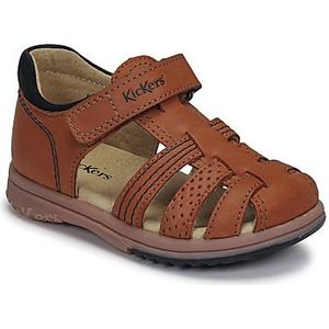 KICKERS - Platiback - Leren Sandalen - Kastanje Kleur