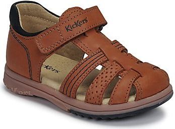 KICKERS - Platiback - Leren Sandalen - Kastanje Kleur