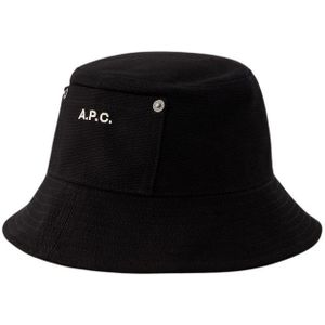 A.p.c., Zwarte Katoenen Bucket Hat Zwart, Heren, Maat:54 CM