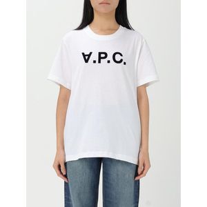 A.p.c. T-shirt - Unisex - Ronde Hals - 100% Biologisch Katoen - Fluwelen Logo