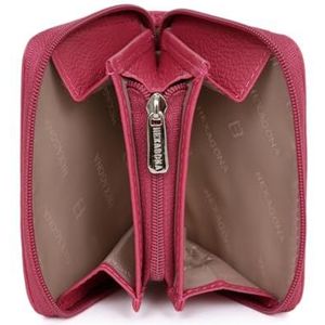 Hexagona Portemonnee van rundleer comfort, Fuchsia, L : 10 x l : 2 x h : 7,6 cm, Casual