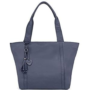 Hexagona Dames Paris Tote ESMA Collection-Fawn-in Soepel Vet Koeienhuid Leer-Schoudertas Handtas-Crossbody Kleine Zak, L : 47,5 x h : 30,5 x P : 15,5 cm, Bleu Nuit