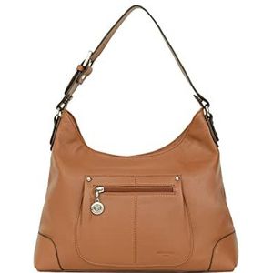 Hexagona Dames Paris Confort Collection-Zwart-Korrelig Koeienhuid Leer-Schouder Aktetas-Satchel-Crossbody Messenger Bag, L : 33 x l: 7,5 x h : 22 cm, bruin