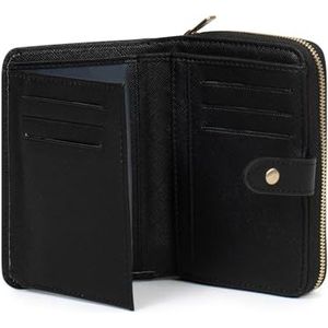 Hexagona - Portemonnee met 2 kleppen - compatibel met creditcards, CNI en rijbewijs - voor dames - Dahlia collectie, Zwart, One Size