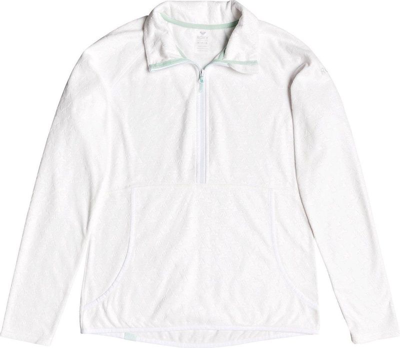 Roxy - Cascade Dames Skipully - Bright White Risingpeak Embos - Technische Fleece met Rits