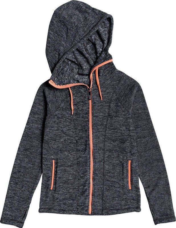 Roxy - Elect Feelin - Thermoshirt - Charcoal Heather - Fleece met Rits en Capuchon