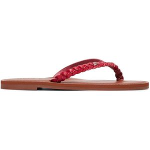Roxy - Livia - Dames Slippers - Red - Synthetisch Leer - Gevlochten Bandje