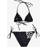 Roxy - Beach Classics Tie Side - Triangel Bikini - Zwart - Zachte, Bestendige Stretchstof, Verwijderbare Pads, Verstelbare Bandjes