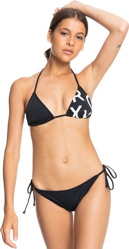 Roxy - Beach Classics Tie Side - Triangel Bikini - Zwart - Zachte, Bestendige Stretchstof, Verwijderbare Pads, Verstelbare Bandjes