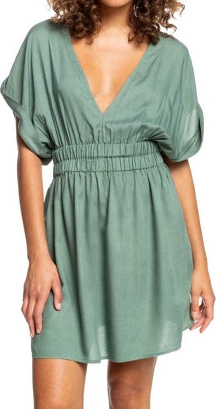 Roxy - Funny Memory - Jurk - Groen - Oversized Fit - V-hals