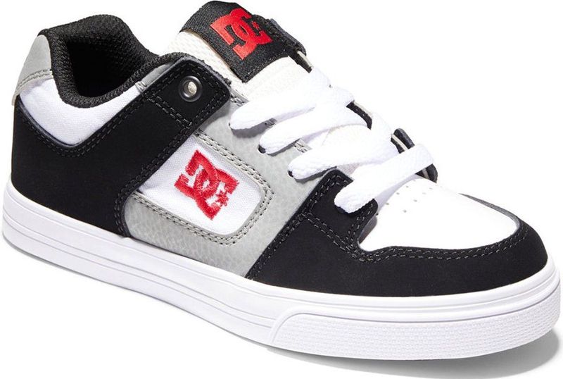DC Shoes - Pure-Leather Sneakers - Wit Zwart Rood - Suède en Leer
