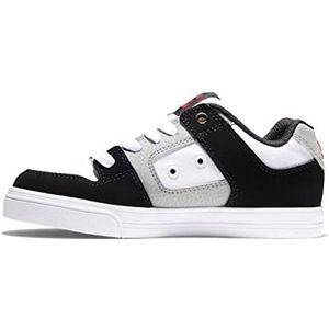 DC Shoes Pure-Leather Shoes for Kids Sneakers voor jongens, WHITE BLACK RED, 27.5 EU