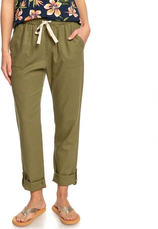 Cargobroek - Dames - Groen - Linnen en Viscose - Rechte Pasvorm