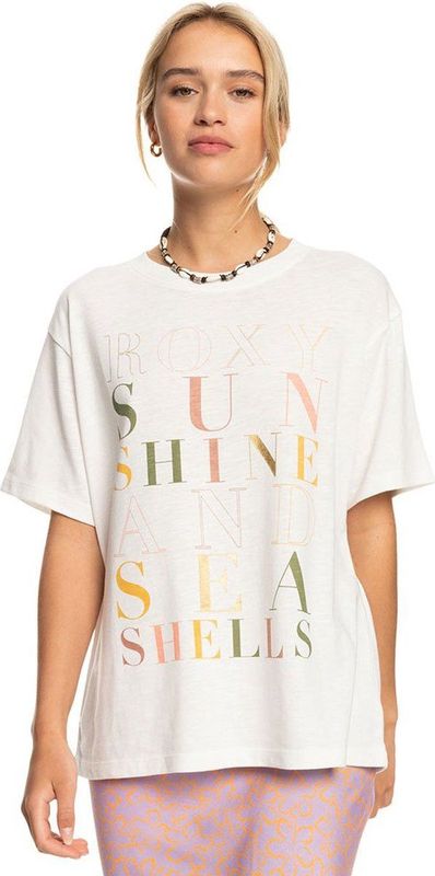 Roxy - Crystal Vision B - T-shirt - Beige - Korte Mouwen - Oversized Pasvorm