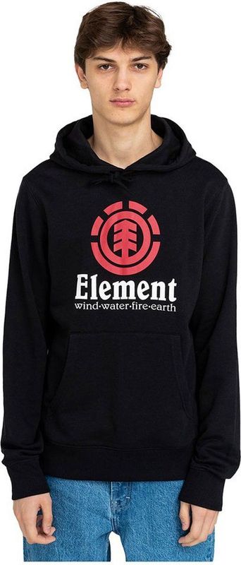 Element - Zwarte Verticale Hoodie - Heren - Katoen - Met Kangoeroezak