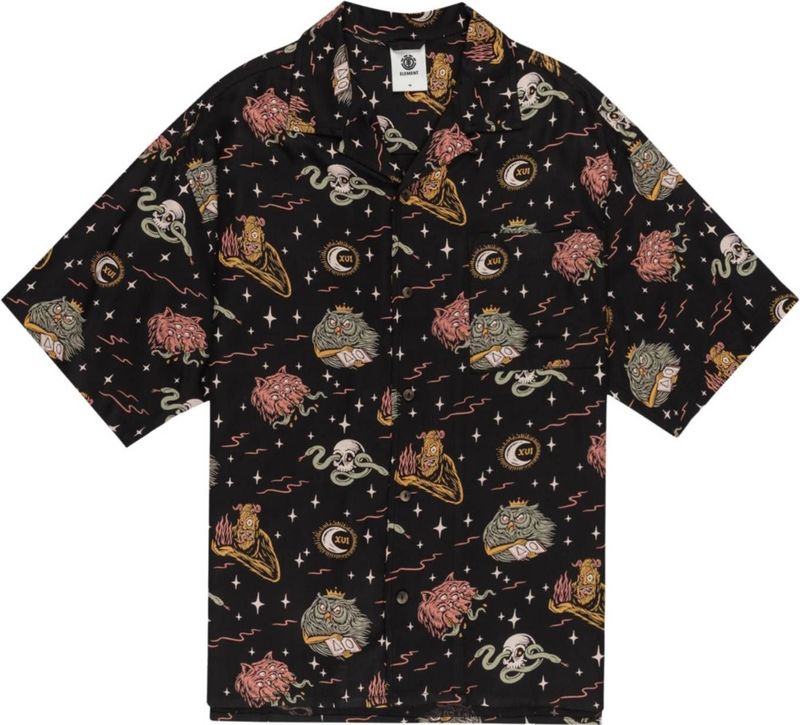 Element Resort Overhemd Heren - Zwart Met Tropisch Dessin