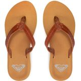Roxy - Porto - Strand Teenslippers - Zwart - Synthetisch Leer en Polyester