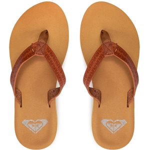 Roxy - Porto - Strand Teenslippers - Zwart - Synthetisch Leer en Polyester
