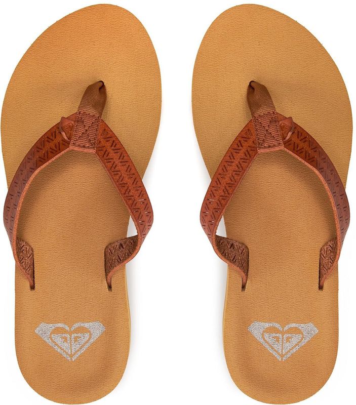 Roxy - Porto - Strand Teenslippers - Zwart - Synthetisch Leer en Polyester