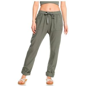 Roxy Womens On The Seashore Linen Cargo Trousers Vrijetijdsbroek (Dames |olijfgroen)