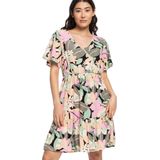 Midi-jurk - Geprinte Ecovera Crêpe - V-hals - Wapperende Mouwen