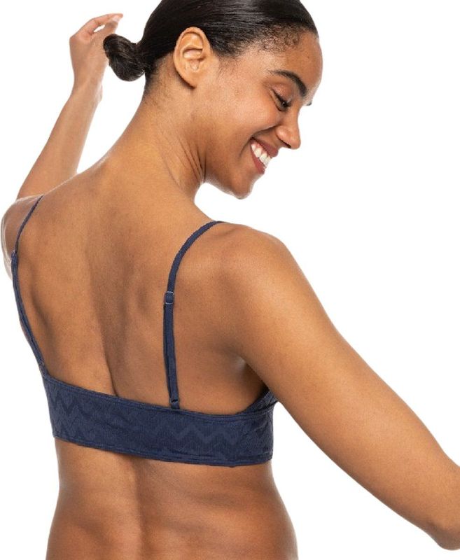 Bikini Top - Blauw - Getextureerde Jacquardstof - Verstelbare Bandjes