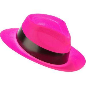 Fluo roze gangster hoed voor volwassenen