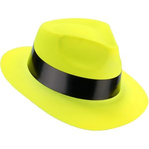 Fluo geel gangster hoed voor volwassenen