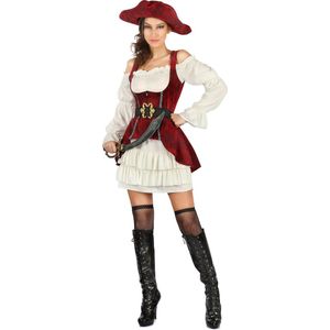 Vegaoo Wit met rood piraten pak voor dames