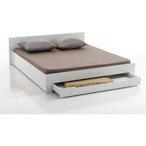 2-persoonsbed met beddenbodem en lade, Crawley LA REDOUTE INTERIEURS. Medium (mdf) materiaal. Maten 140 x 190 cm. Wit kleur