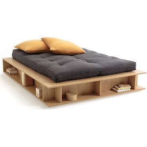 Bed met opbergruimte, half hefbare bedbodem Presto LA REDOUTE INTERIEURS. Licht hout materiaal. Maten 140 x 190 cm. Geel kleur